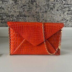 $5K MICHAEL KORS COLLECTION NILE CROCODILE CONVERT ENVELOPE CLUTCH PURSE WALLET